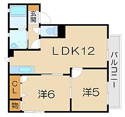 インセンティブ21 1階2LDKの間取り