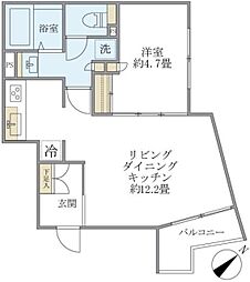 エクサム赤坂 1LDKの間取図画像