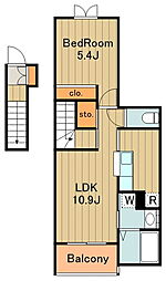京王相模原線 京王多摩センター駅 バス8分 恵泉女学園大学入口下車 徒歩5分の賃貸アパート 2階1LDKの間取り