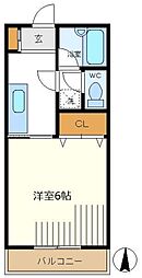 京王相模原線 京王堀之内駅 徒歩18分の賃貸アパート 1階1Kの間取り