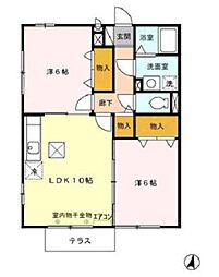ヴィラージュ南流山 2LDKの間取図画像