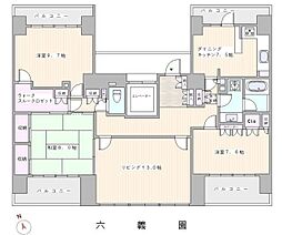 藤和シティホームズ六義園 9階4DKの間取り