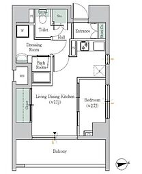 ワンルーフフラット戸越 10階ワンルームの間取り