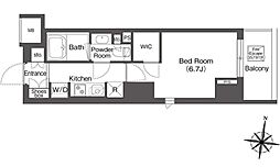 コンフォリア森下リバーサイド 10階1Kの間取り