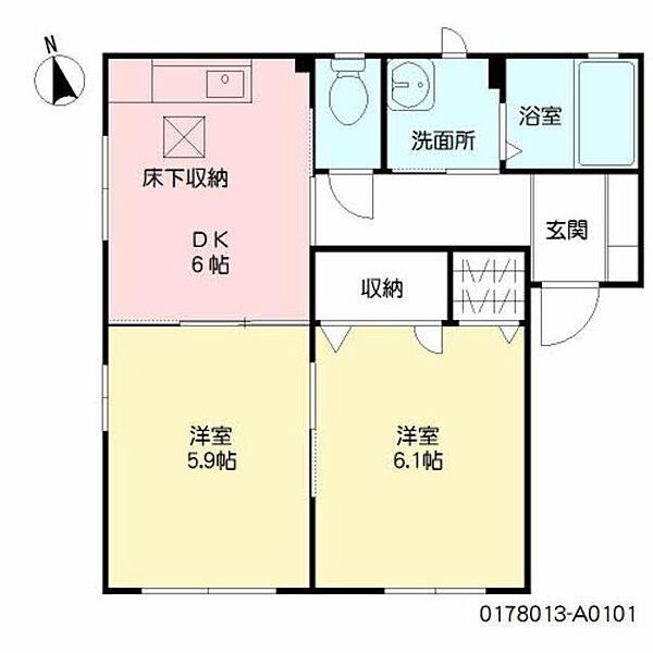 ソフィア小森野　Ａ棟 A0101｜福岡県久留米市小森野１丁目(賃貸アパート2DK・1階・43.47㎡)の写真 その2