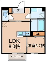 リトルキャビン 1階1Kの間取り