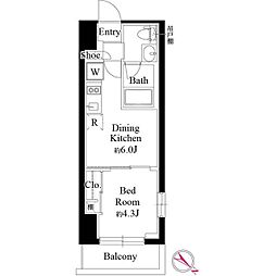グランパセオ銀座築地 9階1DKの間取り