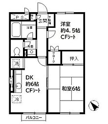 メゾネットプラザ南柏1 2DKの間取図画像