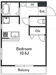 ESJプレイス 2階ワンルームの間取り