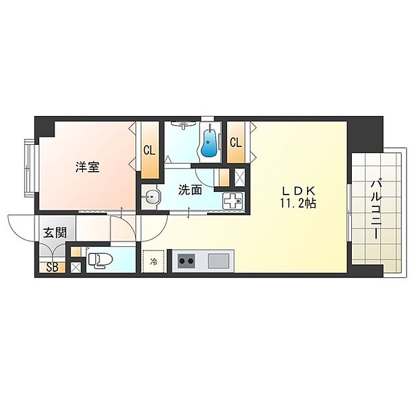 大阪府大阪市福島区海老江１丁目(賃貸マンション1LDK・2階・38.24㎡)の写真 その2