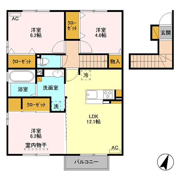 ロベール近江II 205｜新潟県新潟市中央区近江３丁目(賃貸アパート3LDK・2階・71.97㎡)の写真 その2