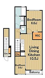 JR横浜線 淵野辺駅 バス12分 桜台下車 徒歩2分の賃貸アパート 2階1LDKの間取り