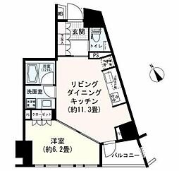 サンクタス市ヶ谷富久町イーストタワー 1LDKの間取図画像