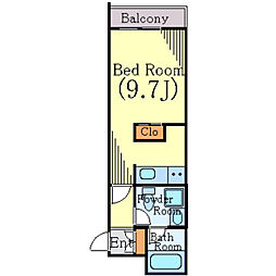 TKフラッツ渋谷 9階ワンルームの間取り