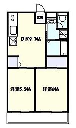 グレイスコート幸 2DKの間取図画像
