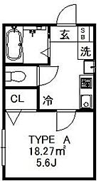 Ｂｅｌｌｅ Ｎｏｉｒｅ Ｋ 1階1Kの間取り