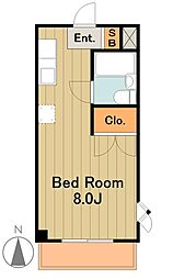京王相模原線 京王堀之内駅 徒歩10分の賃貸マンション 5階1Kの間取り