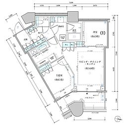 パークタワー勝どきサウス 18階2LDKの間取り