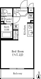 小竹レジデンス 1階ワンルームの間取り