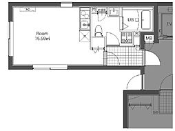 センターコート芝 5階ワンルームの間取り