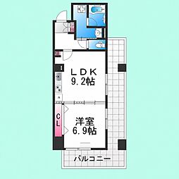 セントラル堺東 1DKの間取図画像