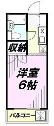 パステルハウス 1Kの間取図画像