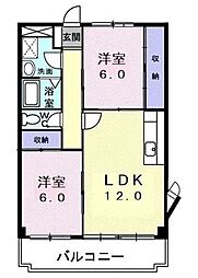 ニューマリッチパール 2LDKの間取図画像