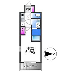 エスリード ザ・グレア大阪 2階1Kの間取り