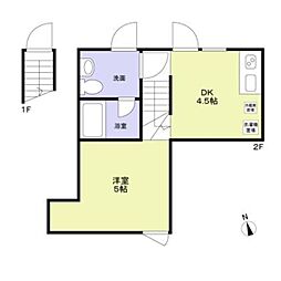 ニシオギソウ 1 2階1DKの間取り