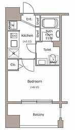 レジディア市ヶ谷 6階1Kの間取り