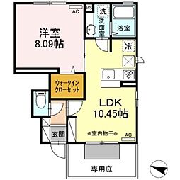 ParksideAsamiA 1LDKの間取図画像