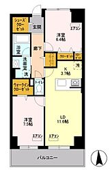ロイヤルパークスシーサー 1SLDKの間取図画像