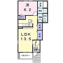 プレシャスコートK西浜 1LDKの間取図画像