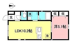 クローバー 1LDKの間取図画像