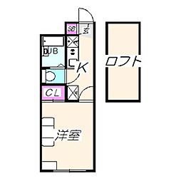 レオパレス浅香山 3階1Kの間取り
