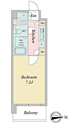 東京メトロ東西線 木場駅 徒歩11分の賃貸マンション 10階1Kの間取り
