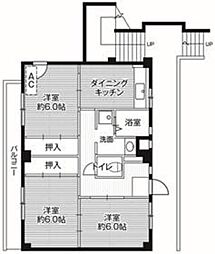 ビレッジハウス秋多5号棟 3DKの間取図画像