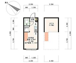 ハーモニーテラス北町 ワンルームの間取図画像