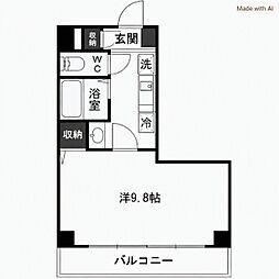 アヅマ6 1Kの間取図画像