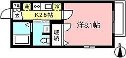 ユニテ世田谷赤堤A 1Kの間取図画像