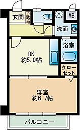 ときわマンション那の川 1DKの間取図画像