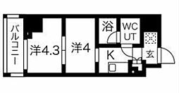 東急池上線 蓮沼駅 徒歩4分の賃貸マンション 9階2Kの間取り