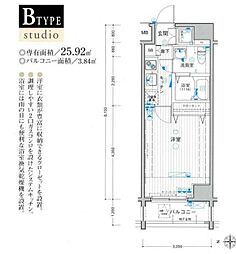 パークウェル浅草弐番館 1Kの間取図画像