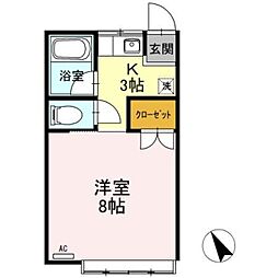 ヤチダハイツ 1Kの間取図画像