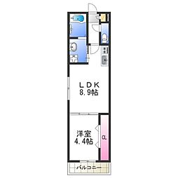 エステイトE泉大津 1LDKの間取図画像