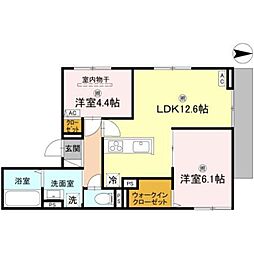 ピュアハイツ 2LDKの間取図画像