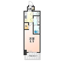 阪急京都本線 上新庄駅 徒歩3分の賃貸マンション 11階1Kの間取り