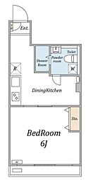 桜プレイス戸越公園 3階1DKの間取り