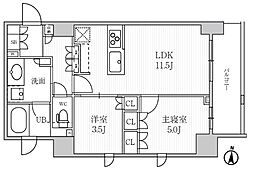 SEASONFLATS菊川 2LDKの間取図画像