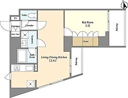 オープンブルーム綾瀬 3階1LDKの間取り